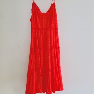 Sim & Sam Red Eyelet Sleeveless Dress